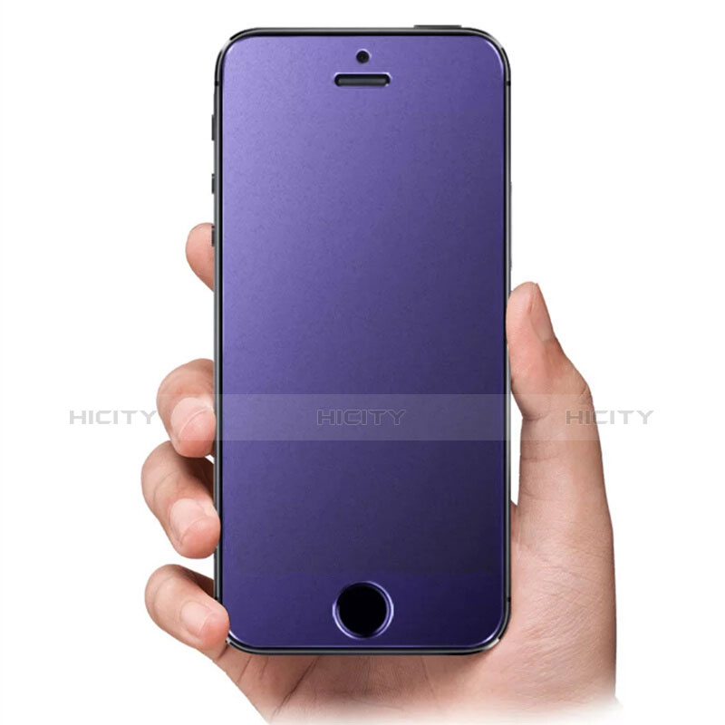 Film Protecteur d'Ecran Verre Trempe Anti-Lumiere Bleue B03 pour Apple iPhone 5 Bleu Plus