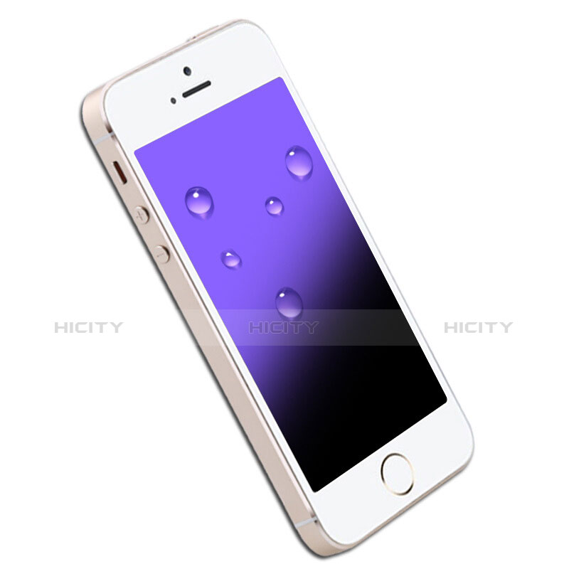 Film Protecteur d'Ecran Verre Trempe Anti-Lumiere Bleue B04 pour Apple iPhone 5 Bleu Plus