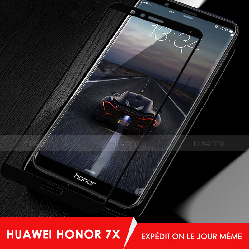 Film Protecteur d'Ecran Verre Trempe Integrale F02 pour Huawei Honor 7X Noir Plus