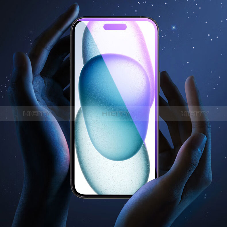 Film Protection Protecteur d'Ecran Verre Trempe Integrale Anti-Lumiere Bleue U01 pour Apple iPhone 14 Noir Plus