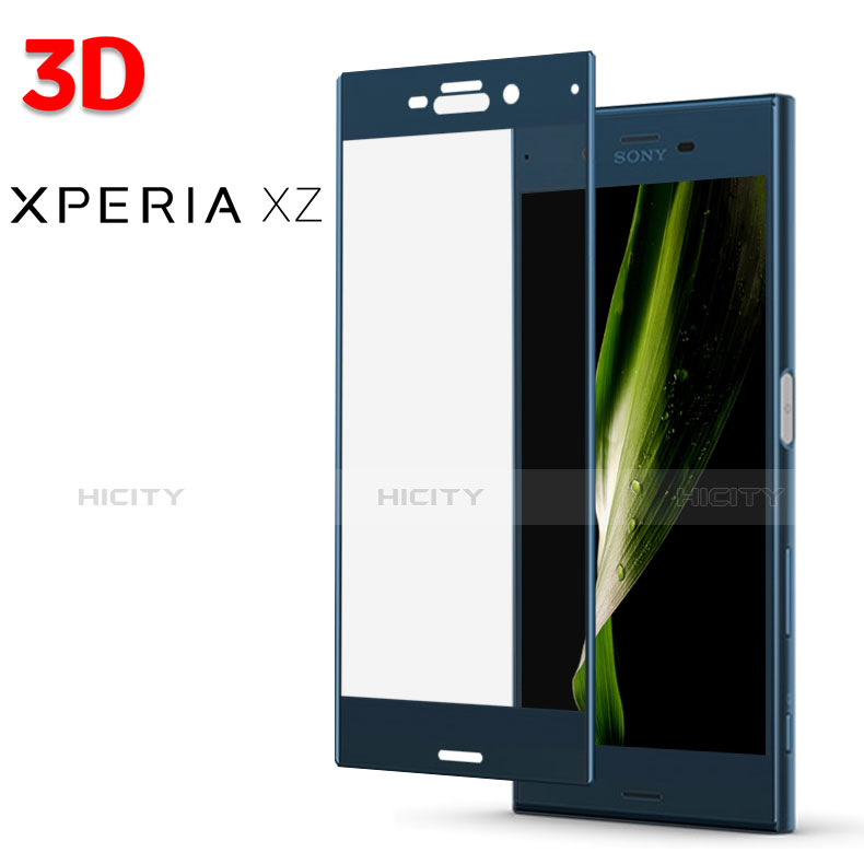 Film Verre Trempe Protecteur d'Ecran 3D pour Sony Xperia XZ Bleu Plus