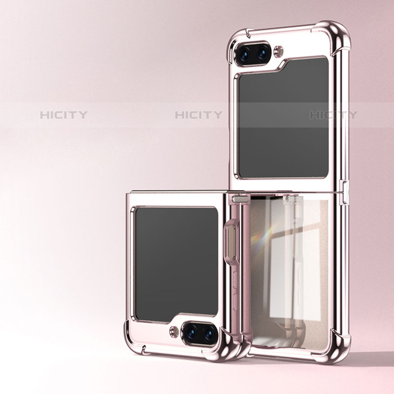 Housse Antichocs Rigide Transparente Crystal AN1 pour Samsung Galaxy Z Flip5 5G Or Rose Plus