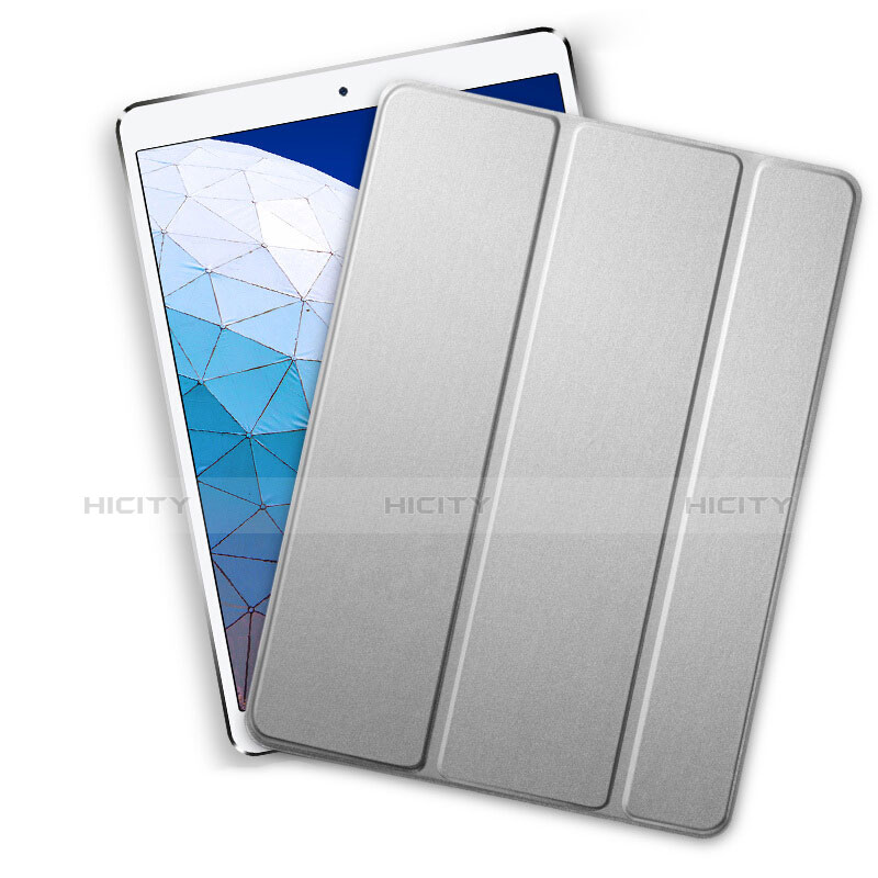 Housse Clapet Portefeuille Livre Cuir L01 pour Apple iPad New Air (2019) 10.5 Argent Plus