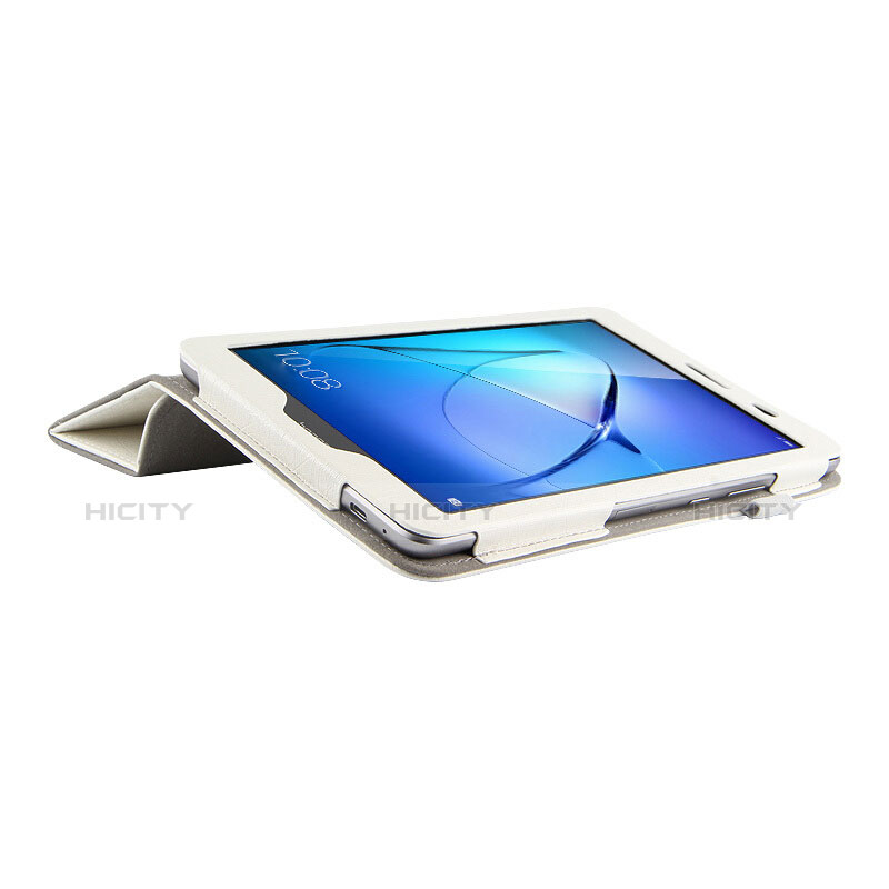 Housse Clapet Portefeuille Livre Cuir L01 pour Huawei MediaPad T3 8.0 KOB-W09 KOB-L09 Blanc Plus