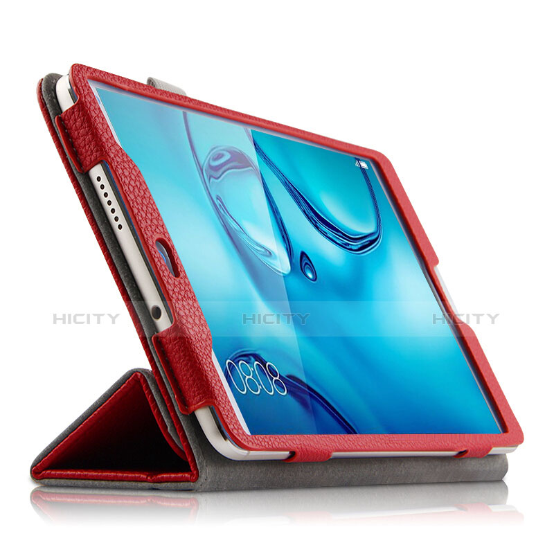 Housse Clapet Portefeuille Livre Cuir L03 pour Huawei Mediapad M3 8.4 BTV-DL09 BTV-W09 Rouge Plus