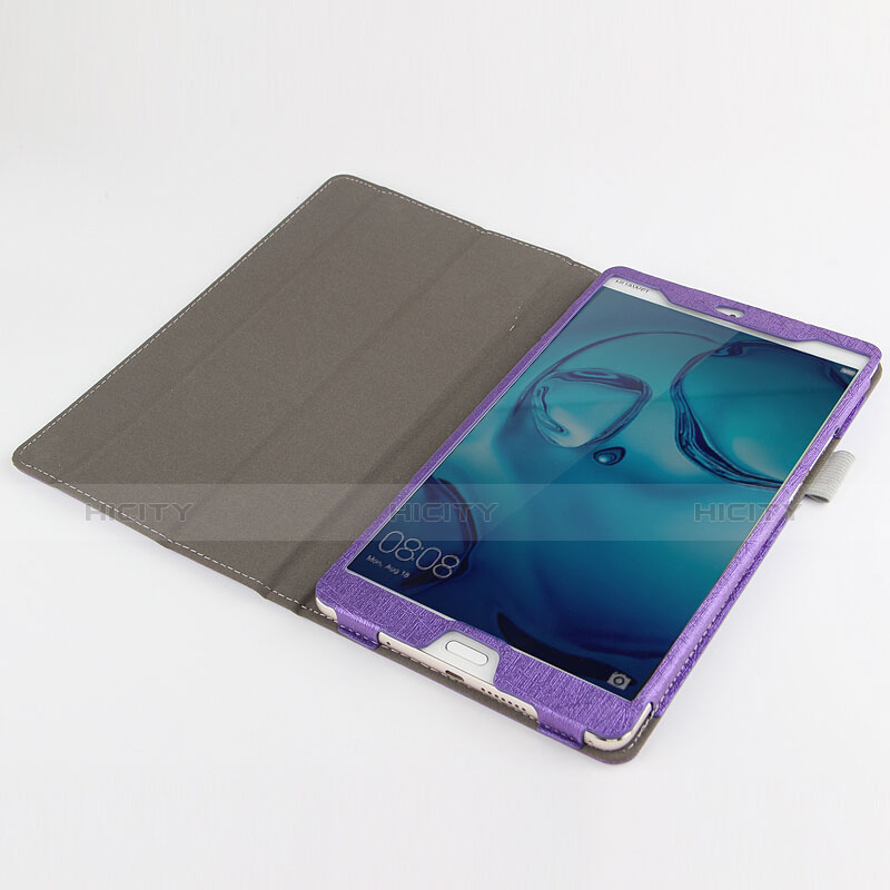 Housse Clapet Portefeuille Livre Cuir L04 pour Huawei Mediapad M3 8.4 BTV-DL09 BTV-W09 Violet Plus