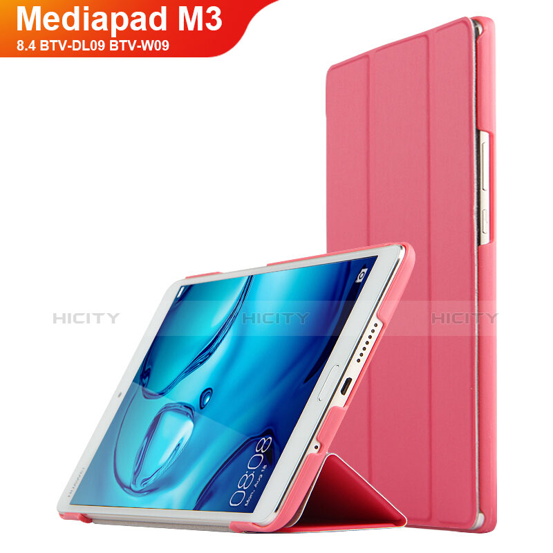 Housse Clapet Portefeuille Livre Cuir pour Huawei Mediapad M3 8.4 BTV-DL09 BTV-W09 Rouge Plus