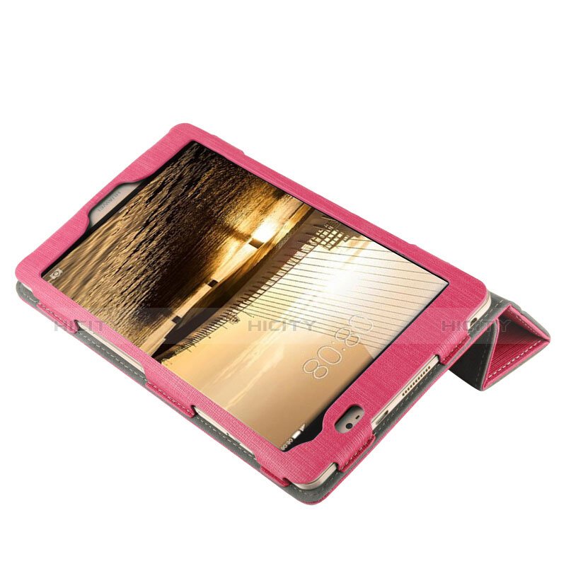 Housse Clapet Portefeuille Livre Tissu pour Huawei Mediapad M2 8 M2-801w M2-803L M2-802L Rouge Plus