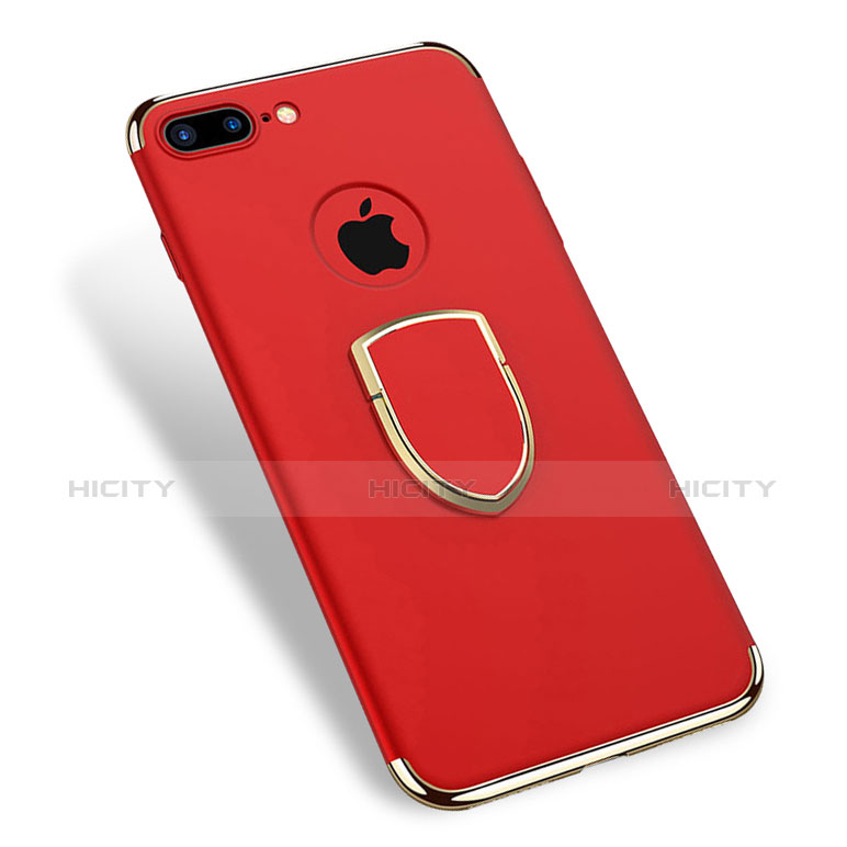 Housse Contour Luxe Metal et Plastique avec Support Bague Anneau A03 pour Apple iPhone 8 Plus Rouge Plus