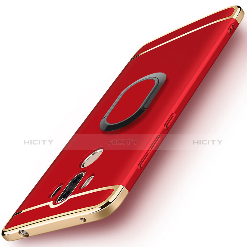 Housse Contour Luxe Metal et Plastique avec Support Bague Anneau A03 pour Huawei Mate 9 Rouge Plus