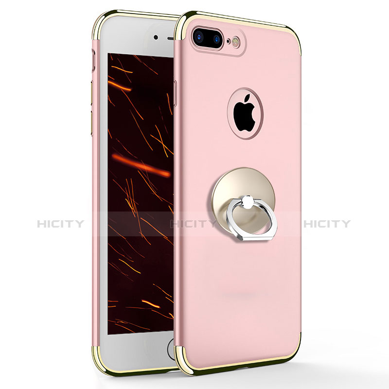 Housse Contour Luxe Metal et Plastique avec Support Bague Anneau A04 pour Apple iPhone 8 Plus Rose Plus