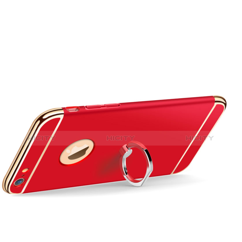 Housse Contour Luxe Metal et Plastique avec Support Bague Anneau pour Apple iPhone 6S Rouge Plus