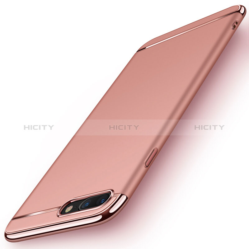Housse Contour Luxe Metal et Plastique F01 pour Apple iPhone 8 Plus Or Rose Plus