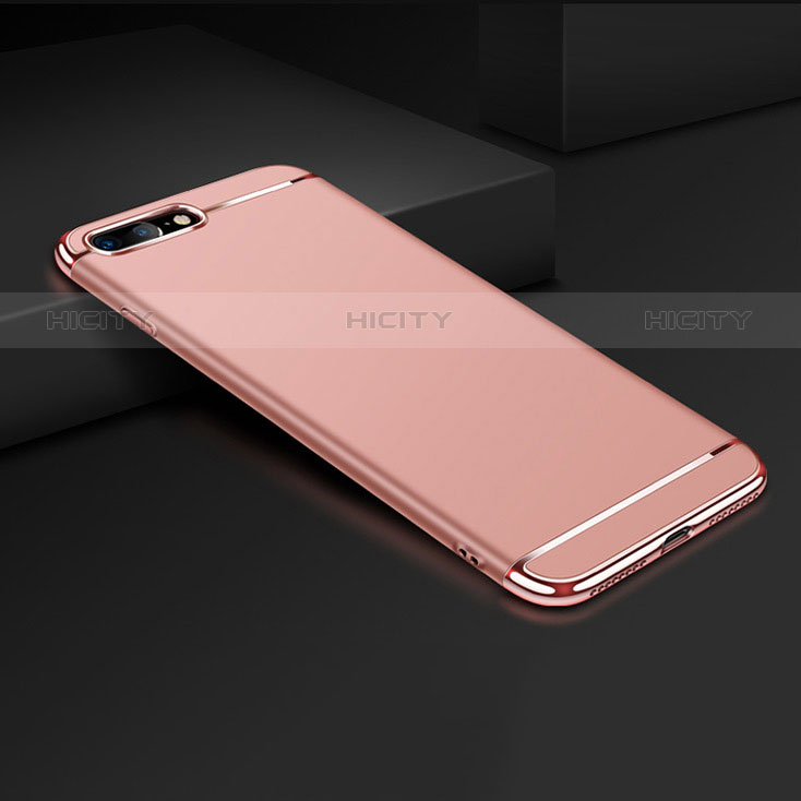 Housse Contour Luxe Metal et Plastique F01 pour Apple iPhone 8 Plus Or Rose Plus