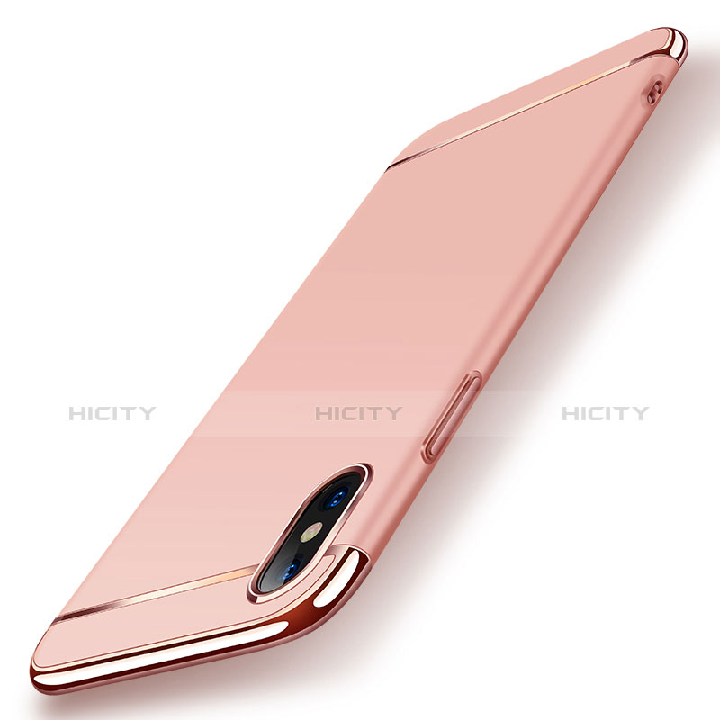 Housse Contour Luxe Metal et Plastique M01 pour Apple iPhone Xs Or Rose Plus