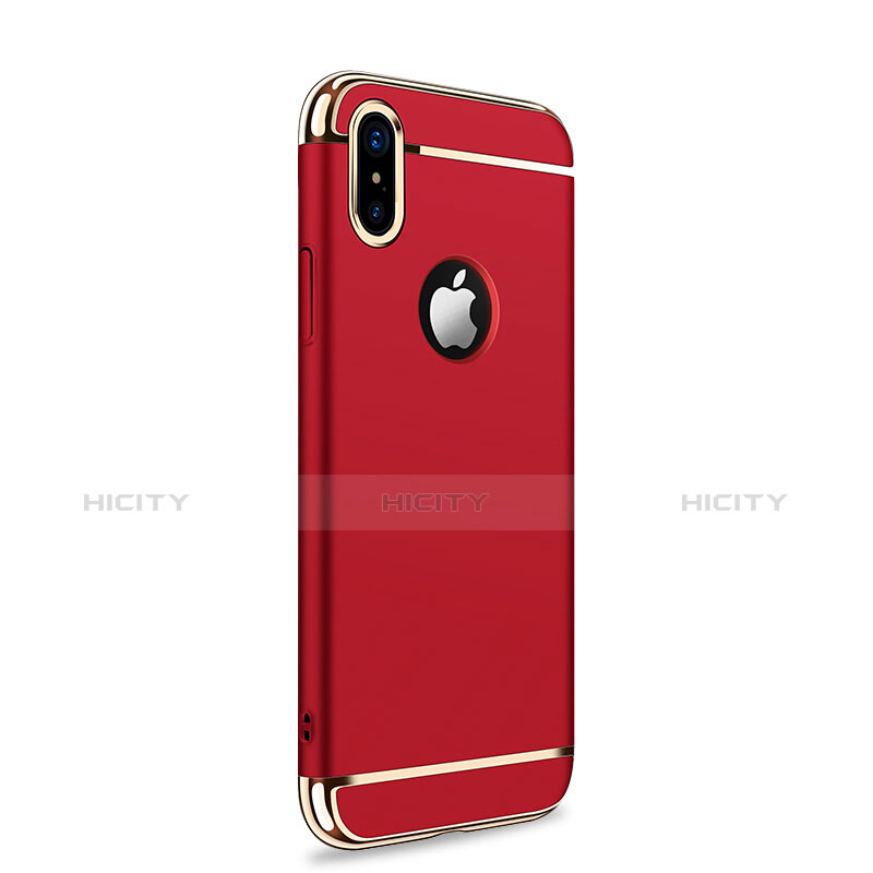 Housse Contour Luxe Metal et Plastique pour Apple iPhone X Rouge Plus