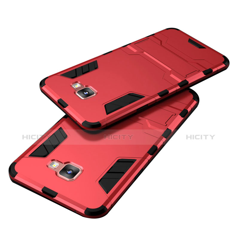 Housse Contour Silicone et Plastique Mat avec Support pour Samsung Galaxy C5 SM-C5000 Rouge Plus