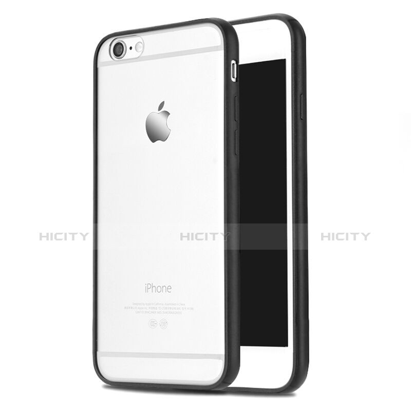 Housse Contour Silicone et Vitre Transparente Mat pour Apple iPhone 6 Plus Noir Plus