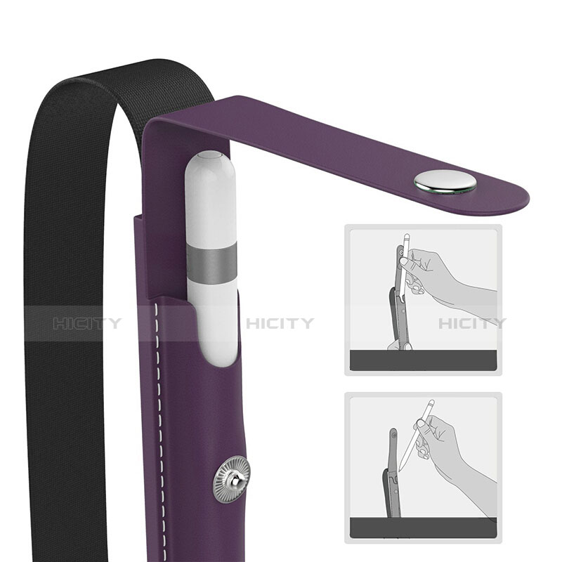 Housse en Cuir Protection Sac Pochette Elastique Douille de Poche Detachable pour Apple Pencil Apple iPad Pro 9.7 Violet Plus