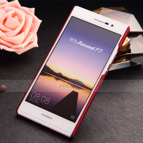 Housse Plastique Rigide Mat pour Huawei P7 Dual SIM Rouge Plus