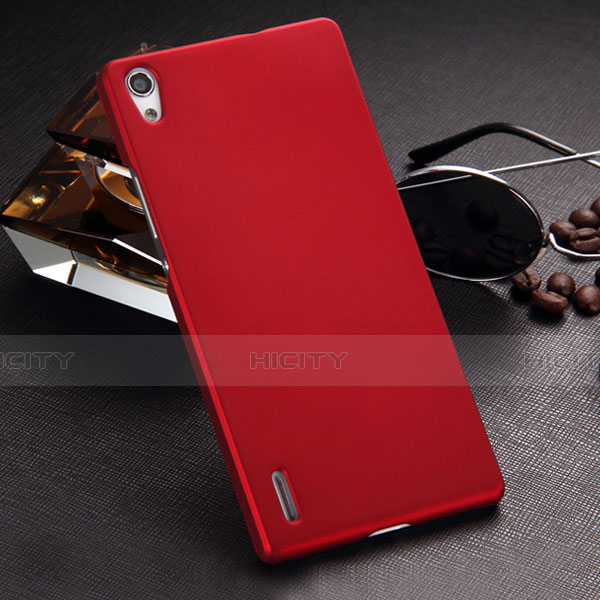 Housse Plastique Rigide Mat pour Huawei P7 Dual SIM Rouge Plus
