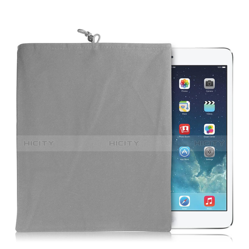 Housse Pochette Velour Tissu pour Apple iPad Mini 4 Gris Plus