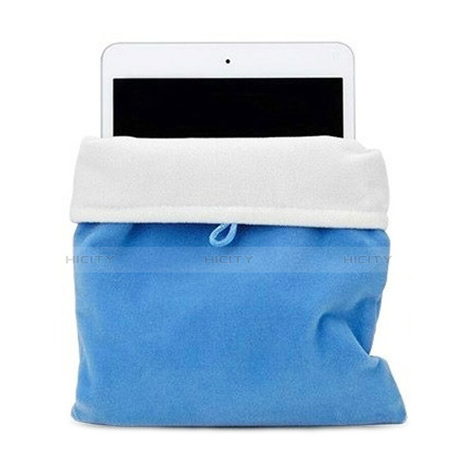 Housse Pochette Velour Tissu pour Samsung Galaxy Tab 4 8.0 T330 T331 T335 WiFi Bleu Ciel Plus