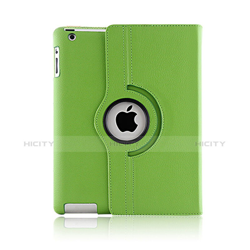Housse Portefeuille Cuir Rotatif pour Apple iPad 4 Vert Plus