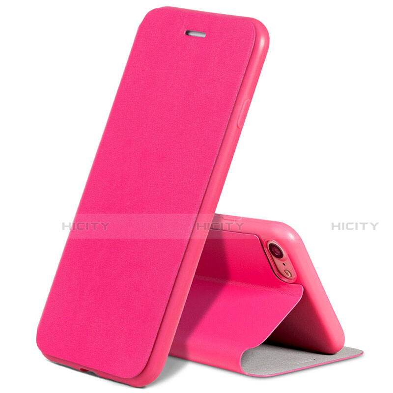 Housse Portefeuille Livre Cuir L01 pour Apple iPhone SE (2020) Rose Rouge Plus