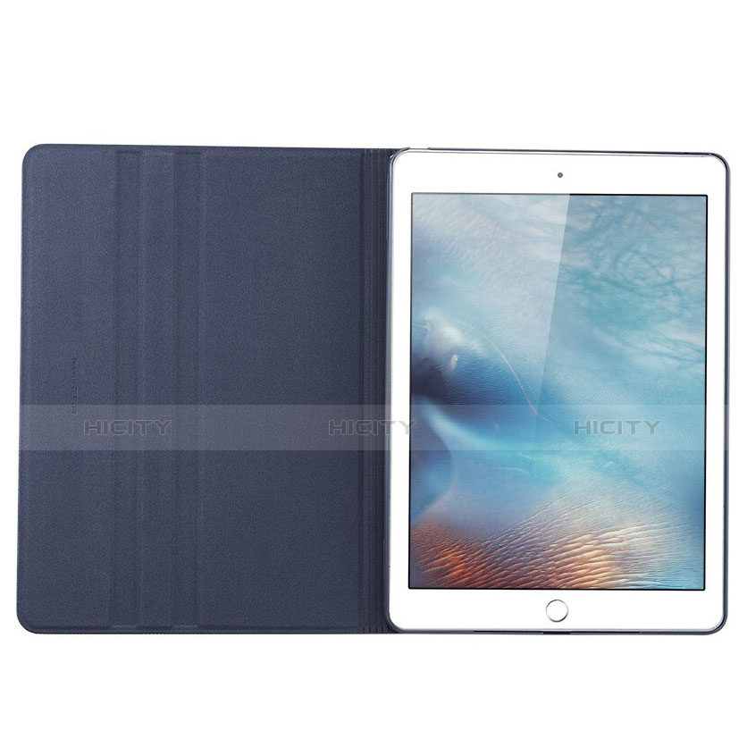 Housse Portefeuille Livre Cuir L02 pour Apple iPad Mini 4 Bleu Plus