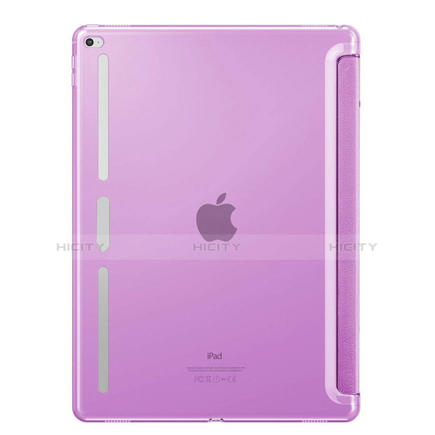 Housse Portefeuille Livre Cuir L02 pour Apple iPad Pro 12.9 Violet Plus