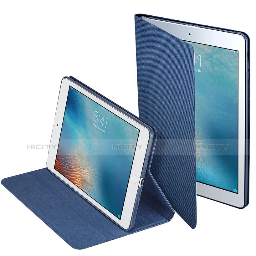 Housse Portefeuille Livre Cuir L04 pour Apple iPad Mini 2 Bleu Plus