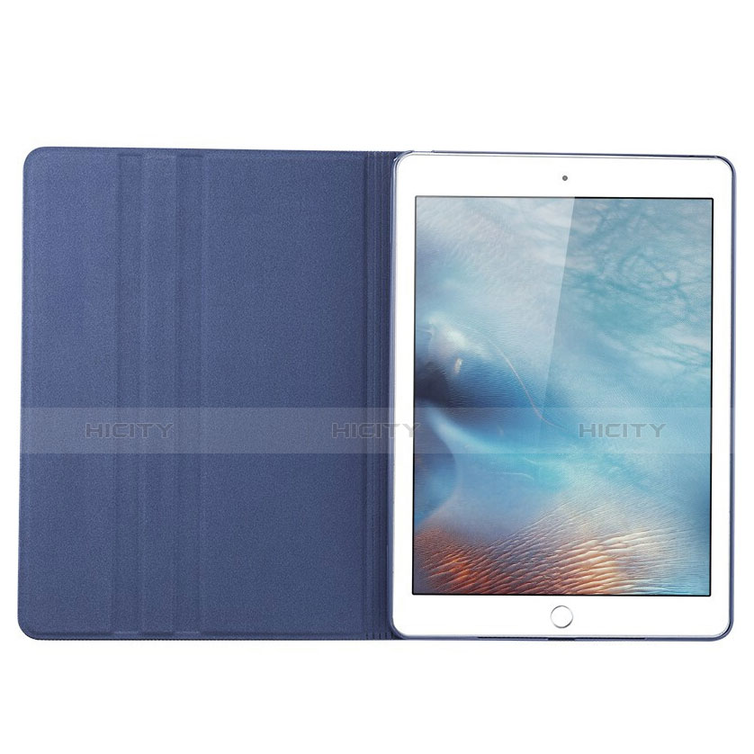 Housse Portefeuille Livre Cuir L04 pour Apple iPad Mini 4 Bleu Plus
