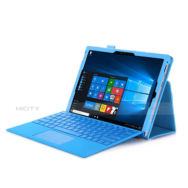 Housse Portefeuille Livre Cuir pour Microsoft Surface Pro 3 Bleu Plus