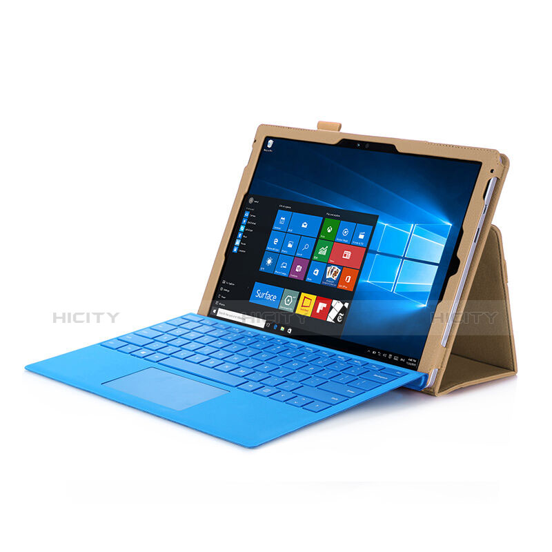 Housse Portefeuille Livre Cuir pour Microsoft Surface Pro 4 Or Plus