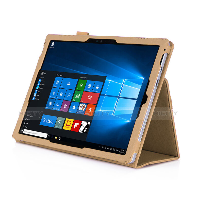 Housse Portefeuille Livre Cuir pour Microsoft Surface Pro 4 Or Plus