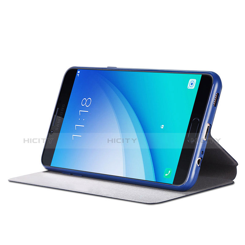 Housse Portefeuille Livre Cuir pour Samsung Galaxy C5 Pro C5010 Bleu Plus