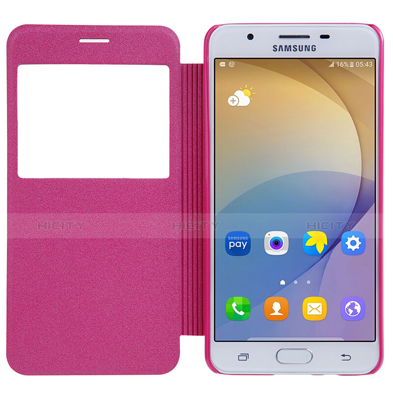 Housse Portefeuille Livre Cuir pour Samsung Galaxy On5 (2016) G570 G570F Rose Rouge Plus