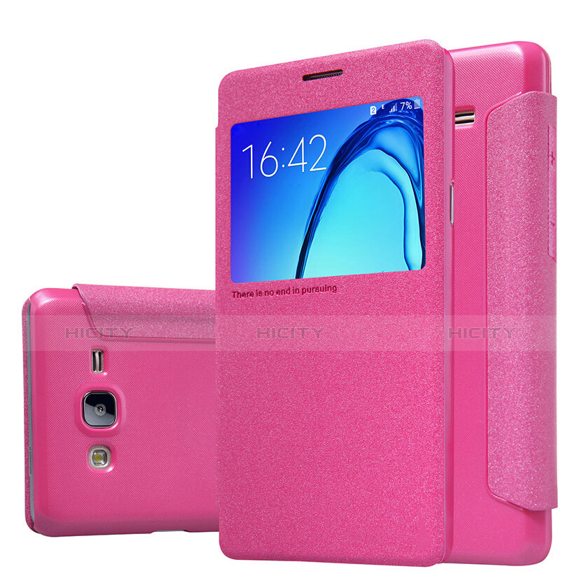 Housse Portefeuille Livre Cuir pour Samsung Galaxy On5 G550FY Rose Rouge Plus