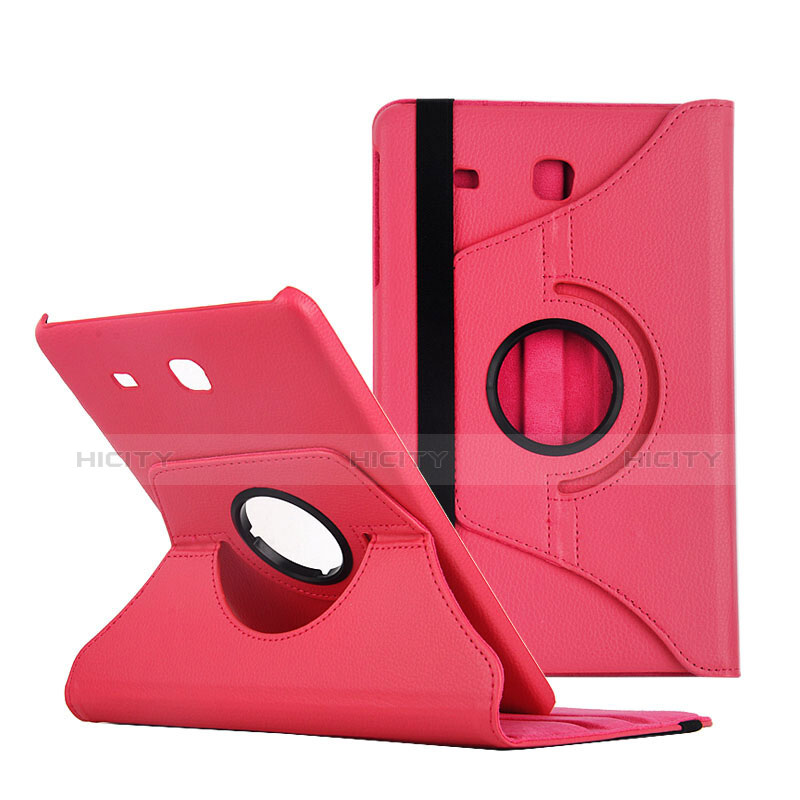 Housse Portefeuille Livre Cuir pour Samsung Galaxy Tab E 9.6 T560 T561 Rouge Plus