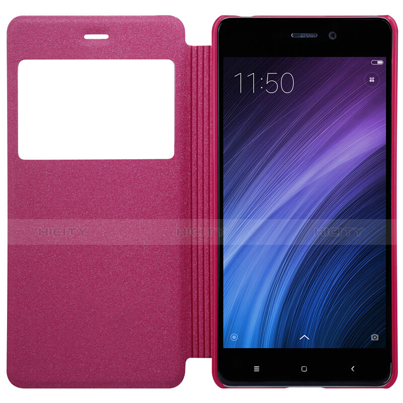 Housse Portefeuille Livre Cuir pour Xiaomi Redmi 4 Standard Edition Rose Rouge Plus