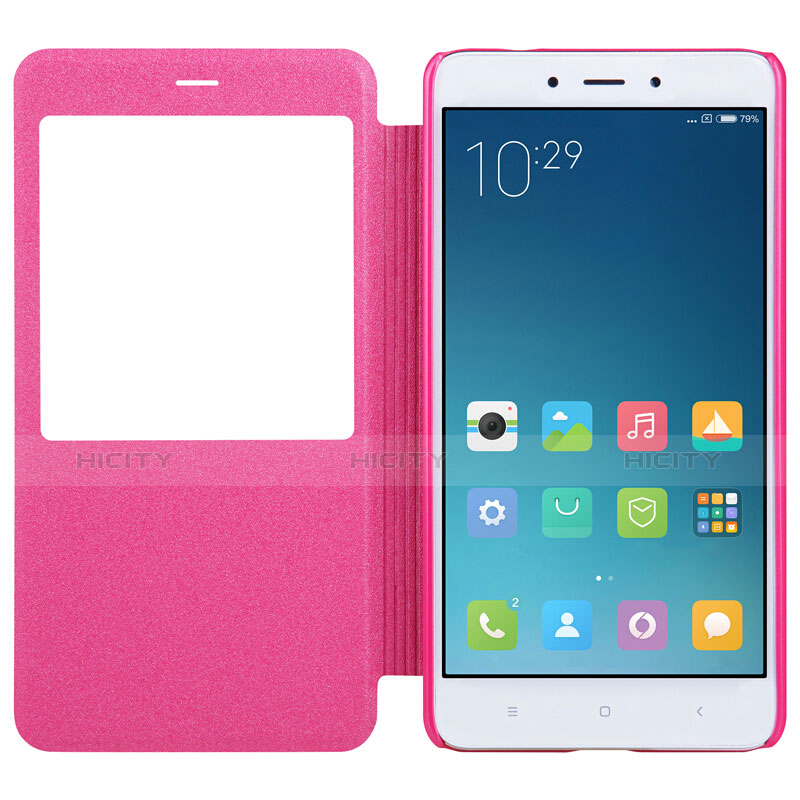 Housse Portefeuille Livre Cuir pour Xiaomi Redmi Note 4X High Edition Rose Rouge Plus