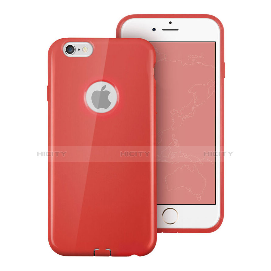 Housse Silicone avec Trou Souple Couleur Unie pour Apple iPhone 6 Rouge Plus