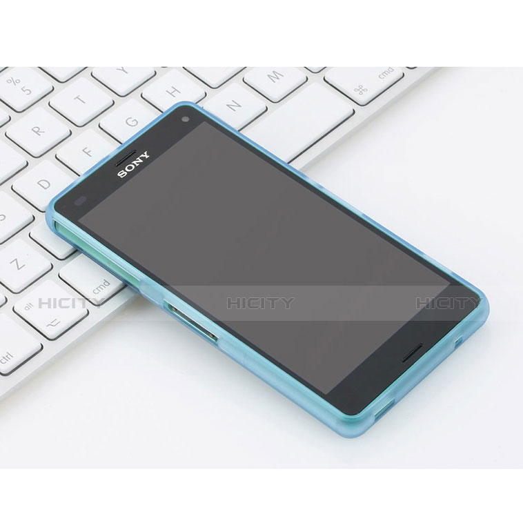 Housse Silicone Souple Mat pour Sony Xperia Z3 Compact Bleu Ciel Plus