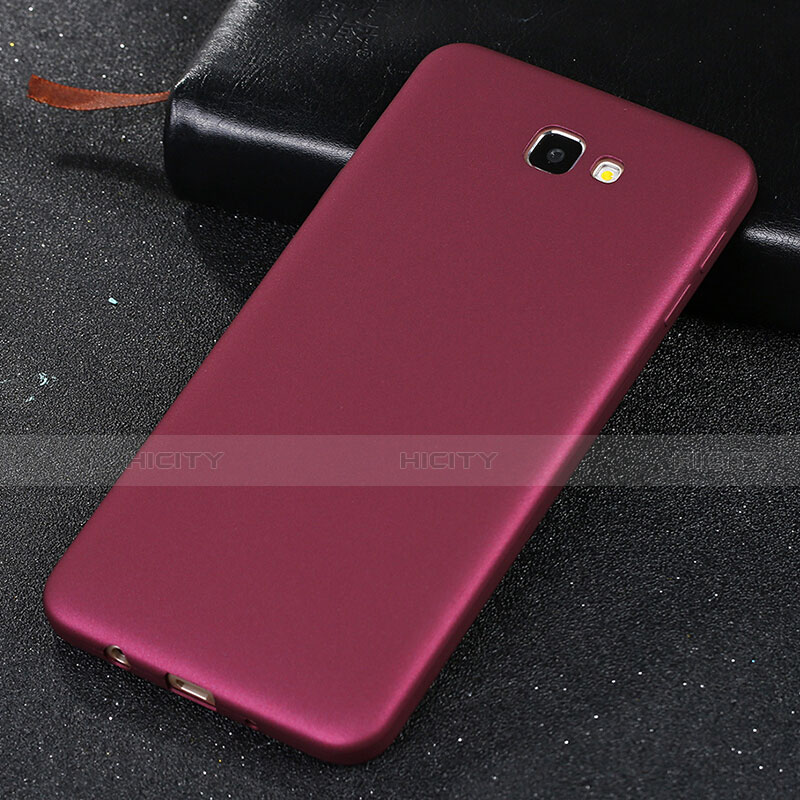 Housse Silicone TPU Souple Couleur Unie pour Samsung Galaxy J7 Prime Rouge Plus