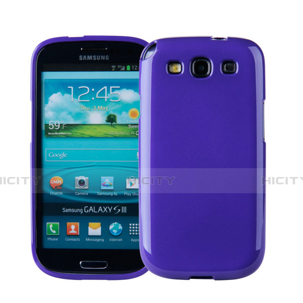 Housse Silicone TPU Souple Couleur Unie pour Samsung Galaxy S3 III LTE 4G Violet Plus