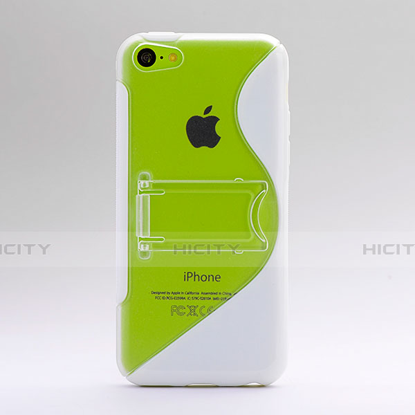 Housse Silicone Transparente Vague S-Line avec Bequille pour Apple iPhone 5C Blanc Plus