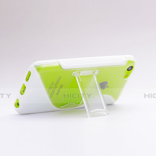 Housse Silicone Transparente Vague S-Line avec Bequille pour Apple iPhone 5C Blanc Plus