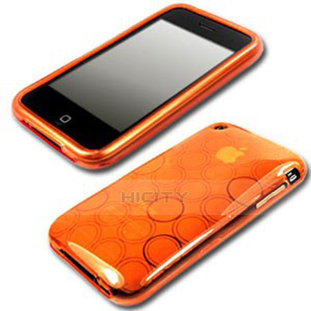 Housse TPU Souple Vague Cercle Transparente pour Apple iPhone 3G 3GS Orange Plus