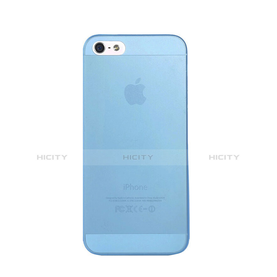 Housse Ultra Fine Silicone Mat Transparente pour Apple iPhone 5 Bleu Plus